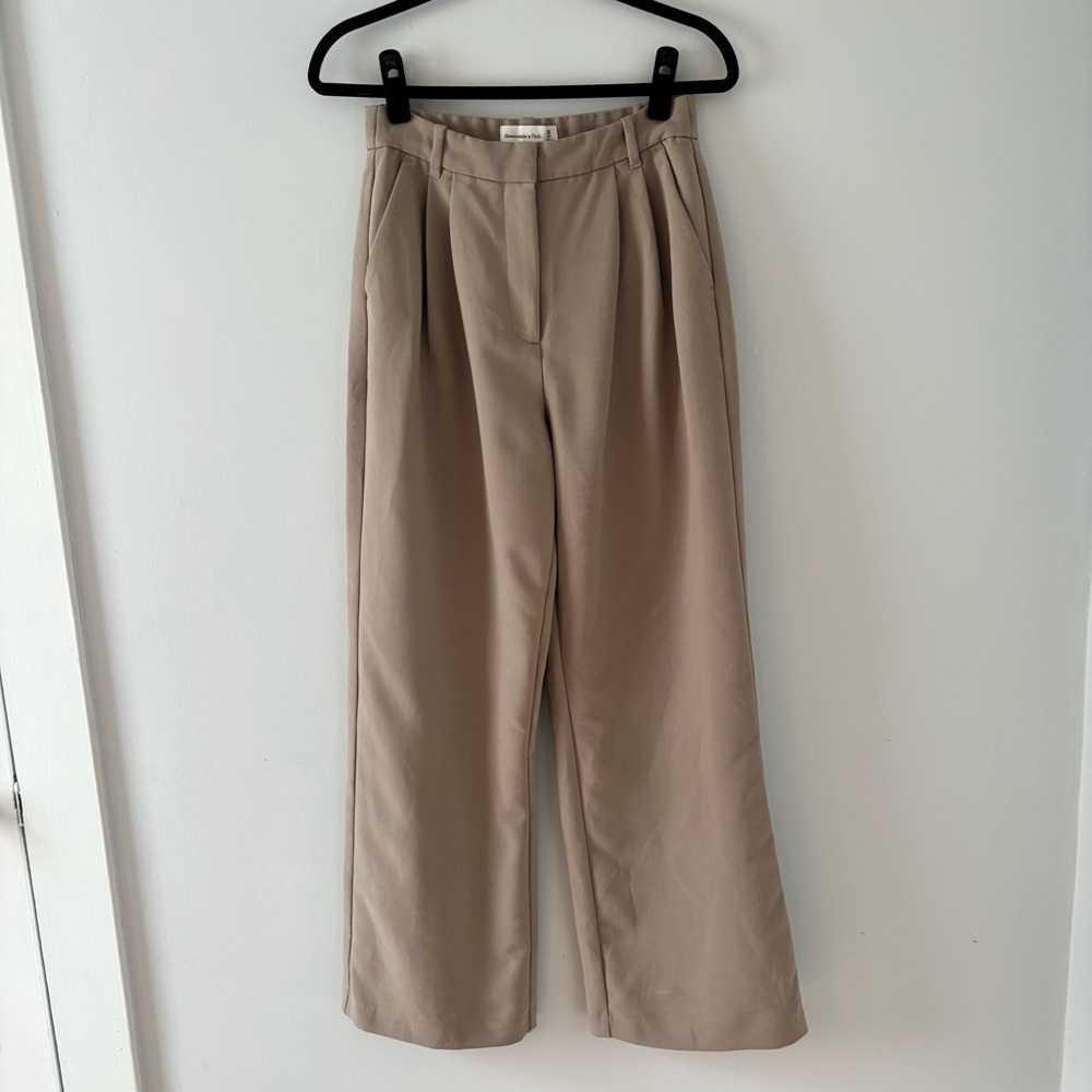 Abercrombie & Fitch Sloane Tailored Pants Wide Leg Trouser High Rise Curve Love - Picture 2 of 6